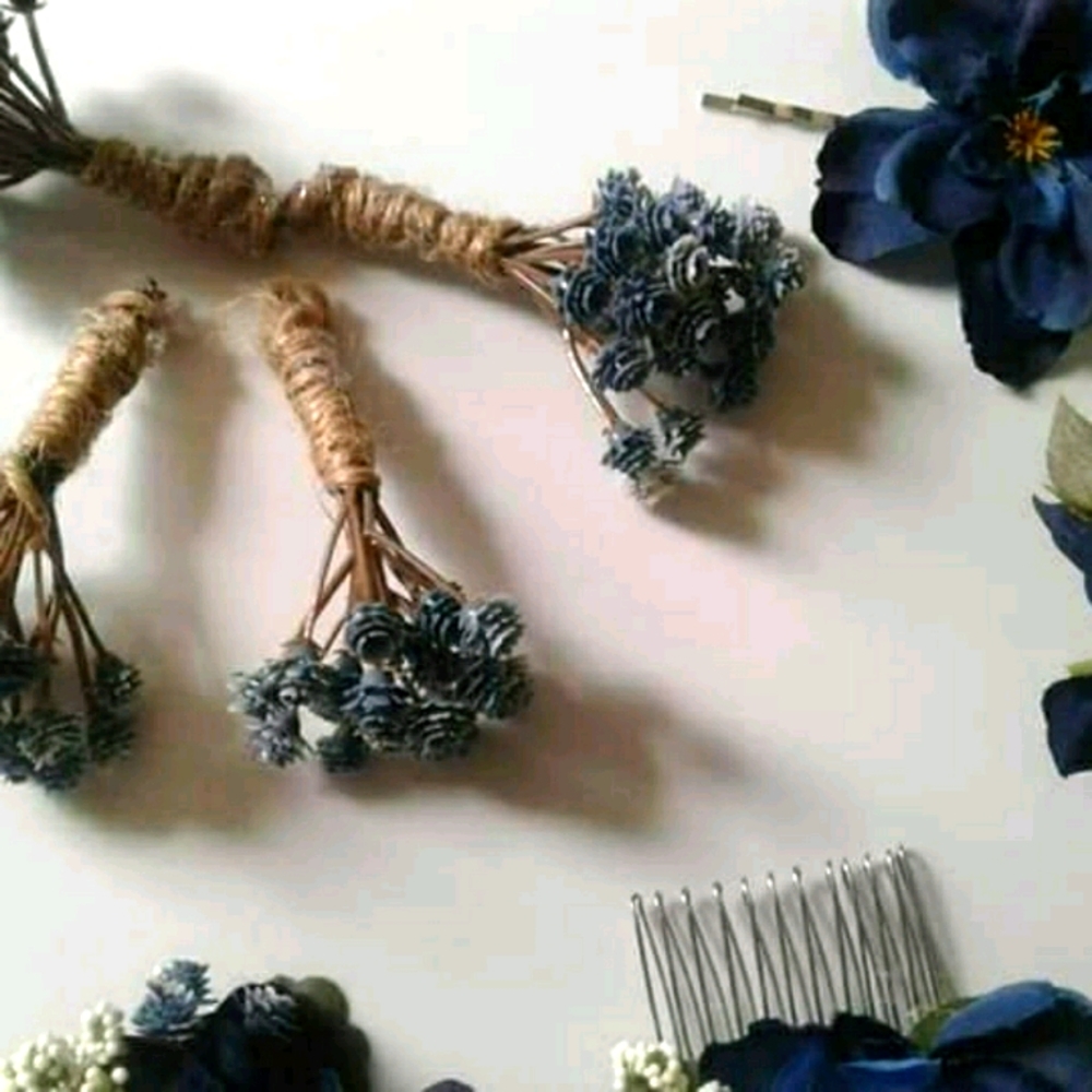 Hand Crafted Wedding Bridal Something Blue Bouts Pkg Blue Baby's Breath FI…